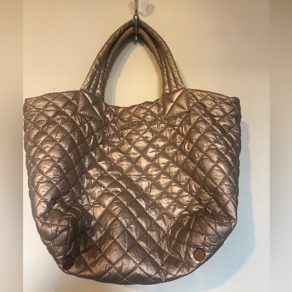 MZ Wallace Metro Deluxe Small Quilted Nylon Tote Bag in Rose Gold